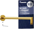 HammerHead Showers® Solid Metal 16 Inch Extended Shower Arm and Flange with Set Screw, Long Shower Arm, Extends Rain Shower Overhead, Wall-Mounted Rain Shower Arm, Brushed Gold
