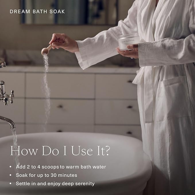 Oak Essentials Dream Bath Soak | Magnesium & European Sea Salt with Lavender, Chamomile & Geranium | Soothing, Restorative Bath Salts, 10 Oz