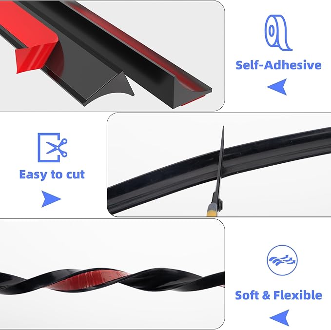 78 Inch Threshold Water Dam Barrier - Black Silicone Sink Splash Guard & Corner Shower Water Guard
