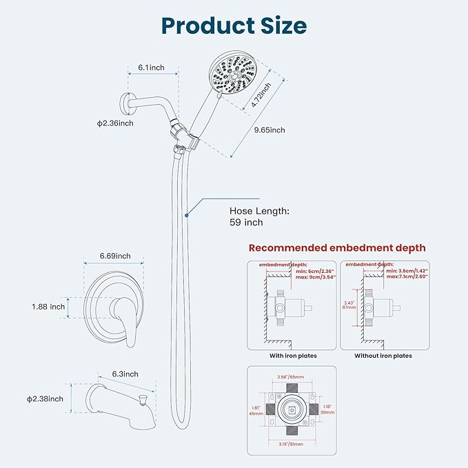 gotonovo Bathroom Shower Head Kit High Pressure Combo System Shower Faucet 6 Modes ABS Handheld Spray Shower Trim Kit Valve Included Shower Head and Handle Set Oil Rubbed Bronze