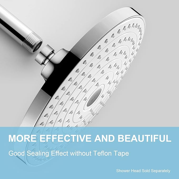 OFFO Shower Arm with Flange, 3 in Ceiling Mount Replacement Rain Shower Head Straight Arm Ceiling-Mounted For Fixed Shower Head & High Pressure Rain, Chrome