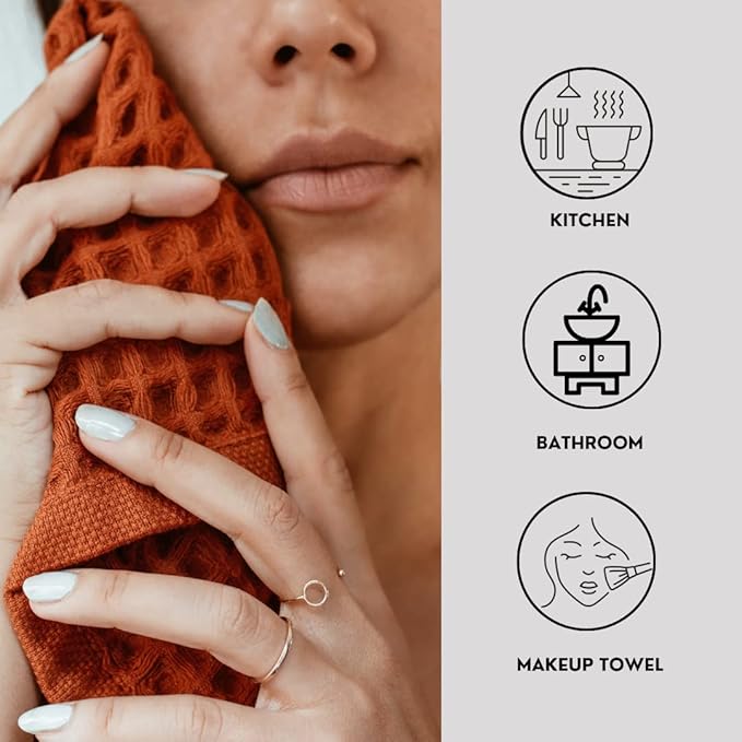 sea me at home Waffle Washcloths Set, 100% Turkish Cotton