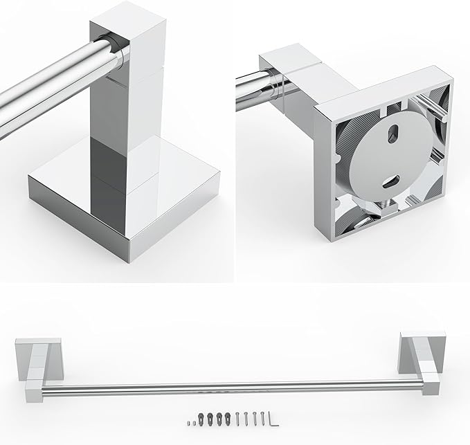 RUACQ Towel Bar 18inch, Towel Racks for Bathroom, 304 Stainless Steel Towel Holder Wall Mounted, Heavy Duty Bathroom Decor Towel Rod (Chrome)