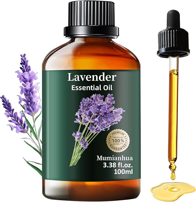 Pure Lavender Essential Oil, Mumianhua Natural Lavender Oil for Bedroom Tranquility & Outdoor Freshness, Aromatherapy for Evening Wind-Down, Laundry, Skin & Hair Care,Candle Making 3.38 Fl Oz