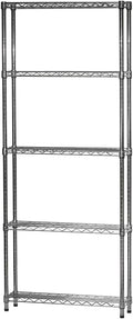 Shelving Inc. 8"d x 30"w x 84"h Chrome Wire Shelving with 5 Tier Shelves, Weight Capacity 800lbs Per Shelf