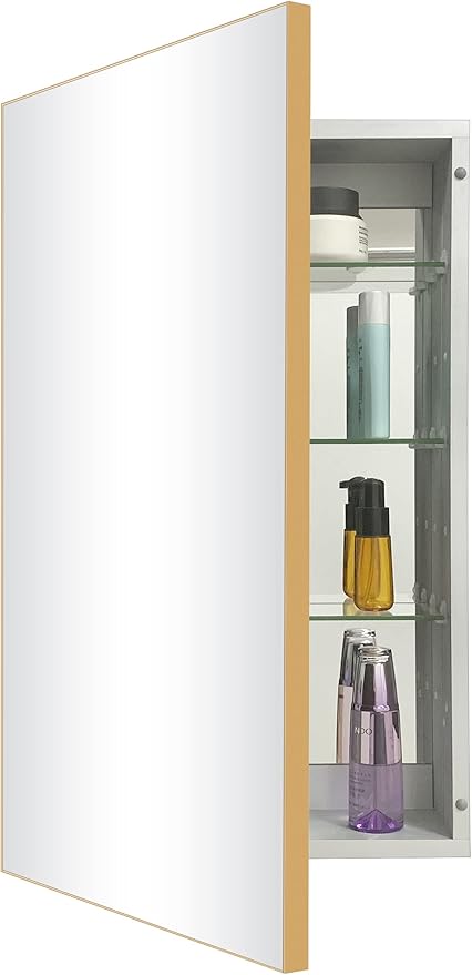 16x26 Inch Farmhouse Black Aluminum Medicine Cabinet with Mirror - Recessed/Surface Mount Rust-Resistant Framed Bathroom Storage Cabinet for Bathroom, Toilet & Kitchen