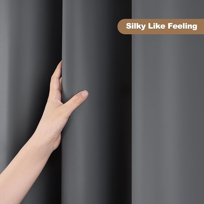 UFRIDAY Dark Grey Short Shower Curtain Liner Premium PEVA 72 x66 inch,Heavy Duty Shower Curtain with 3 Weighted Magnets, Plastic Waterproof Grey Shower Curtains for Bathroom with 12 Hooks