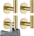 JQK Self Adhesive Towel Hook Gold, No Drill Stick on Coat Robe Clothes Wall Hook for Bathroom Kitchen Garage 4 Pack, 304 Stainless Steel Brushed Gold, ATH110-BG-P4