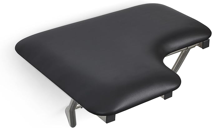 26" x 22.5" Black Padded Cushion Wall Mount Folding Right-Handed Transfer Bench Shower Seat, ADA Compliant