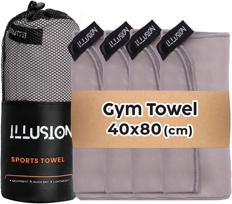 illusion Small Microfiber Gym Towels for Men and Women Active Sports (32" L x 16''W)-Lightweight Quick Dry Gym Towel for Sweat-Workout Towels Ideal for Yoga, Camping, Running, and Outdoor Activities