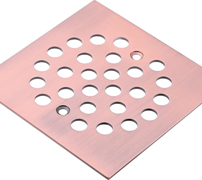 Square 4-1/4 Inch Screw-in Shower Drain Cover Replacement Square Floor Drainer Grate,Brushed Nickel,Brushed Gold,Oil Rubbed Bronze,Chrome (Antique Copper)