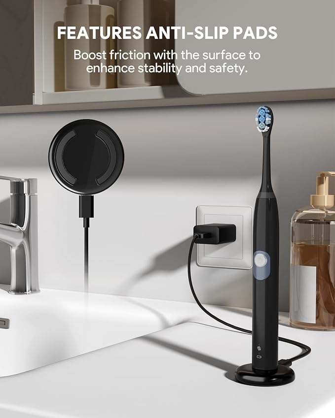 Charger Base Compatible with Philips Sonicare Electric Toothbrush HX Series, Ultra-Thin Type C Travel Charger for Philips HX3000/ HX6000/ HX8000/ HX9000 Series, Fast Charging Portable, Black