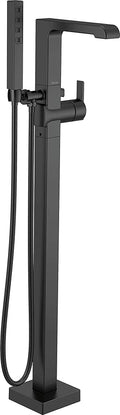 Delta Ara Freestanding Tub Faucet with Hand Held Shower, Matte Black Floor Mount Tub Filler, Matte Black T4767-BLFL (Valve Not Included)