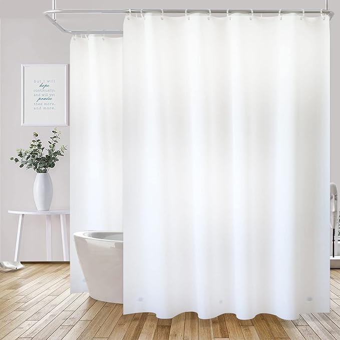 YISURE White Shower Curtain for Clawfoot Tub, 180x70 Wrap Around Liner with Magnets, PEVA Extra Wide Bathtub Curtain for Bathroom Vintage Freestanding Tub, Include Stainless Metal Hooks
