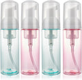 4 Pack Foam Pump Bottle Travel 2 oz/60 ml Small Size Mousse Foam Soap Dispenser Refillable Plastic Foaming Soap Dispenser Empty Travel Foaming Containers for Soap Shampoo Lash Washer