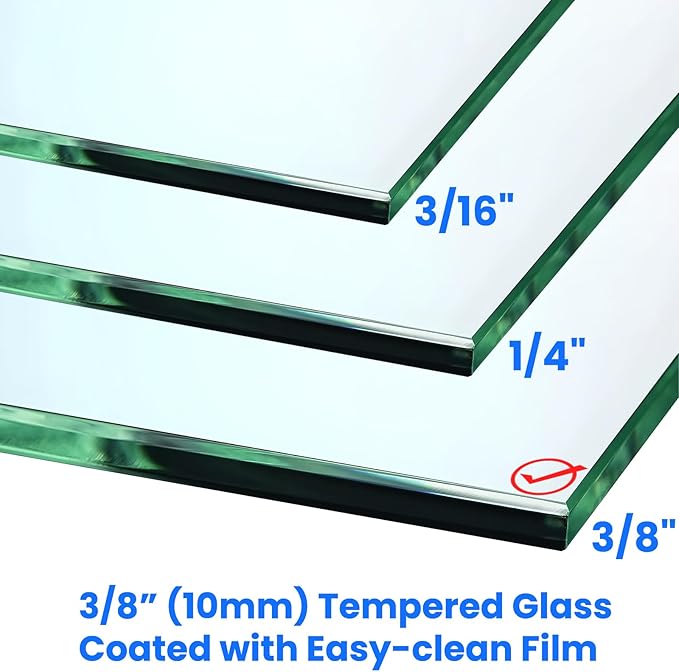 34" W x 72" H Shower Screen, Glass Shower Panel for Walk-in Shower, Fixed Shower Door with 3/8” (10mm) SGCC Tempered Glass, Matte Black