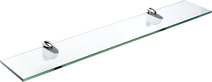 Spancraft Glass H-6x18-Chrome Heron Glass Shelf, Chrome, 6" x 18"