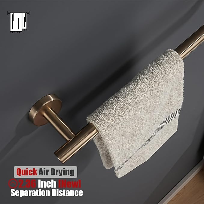 JQK Champagne Bronze Towel Bar, 12 Inch 304 Stainless Steel Thicken 0.8mm Towel Rack Bathroom, Towel Holder Wall Mount, Useable Length 9 Inch, TB110L9-CB