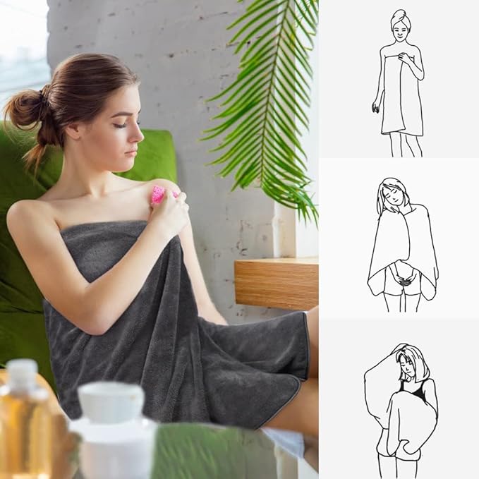 KinHwa Microfiber Bath Towels Large Bathroom Towels Absorbent Shower Soft Towels for Bathroom Large Size for Women Men Ideal Microfiber Towel for Spa, Swimming, Pool Dark Gray (4, Grey, 30x60 inch)