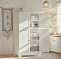 Metal Pantry Cabinet,Tall Kitchen Pantry Storage Cabinet with 4 Doors and 2 Adjustable Shelves,White Freestanding Cupboard Cabinet for Kitchen,Living Room,Dining Room,Home
