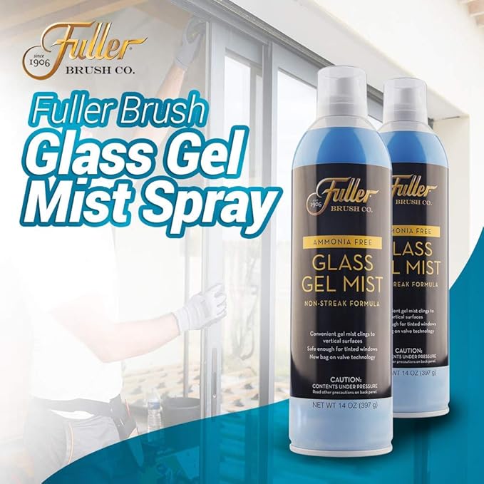 Fuller Brush Glass Gel Mist Spray – 14 oz Glass Cleaner for Windows, Mirrors and Plexiglass – Streak-Free Formula Safe for Tinted & Vertical Surfaces (Pack of 2)