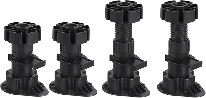 80x46mm(LxW) Adjustable Leveling Feet - 8Pack- Good for Furniture - Leveler Support Frame Replacement Legs - Black