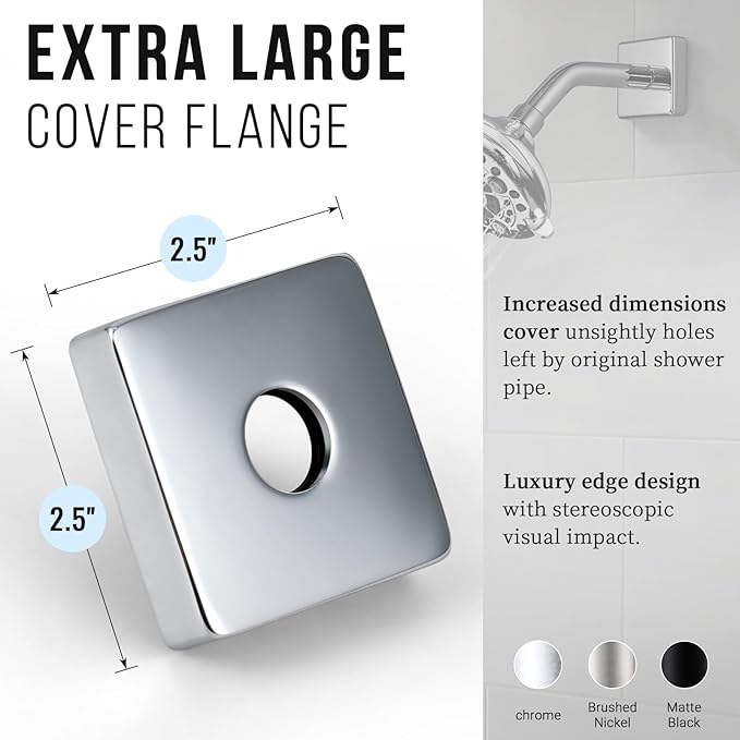 G-Promise All Metal 6-Inch Shower Arm with Flange, Wall-Mounted Stainless Steel Shower Pipe Replacement for Fixed and Handheld Shower Heads, Chrome