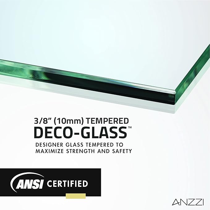 ANZZI 74 X 34 Inch Frameless Fixed Glass Shower Screen Shower Door in Matte Black | Screen Water Repellent Clear Tempered Glass Single Panel for Shower Room | Glass Screen Frame Hardware Complete Kit
