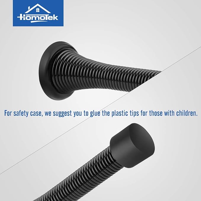 HOMOTEK 30 Pack Black Spring Door Stops,3-1/8" Heavy Duty Door Stop - Flexible Spring Door Stopper with Low Mounted Black Rubber Bumper Tips