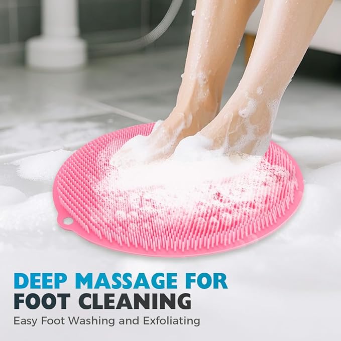 Silicone Shower Foot Scrubber Mat, 2025 Upgrade Shower Mat Slip Suction Cups Foot Scrubber for Men and Women (1 * Blue)