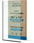 Royalty Fixed Shower Screen - 36" x 76" Frameless 3/8" Clear Tempered Glass Panel with Hardware - Easy Clean Smart Guard Coating - Minimalist Modern Design for Bathroom - Matte Black