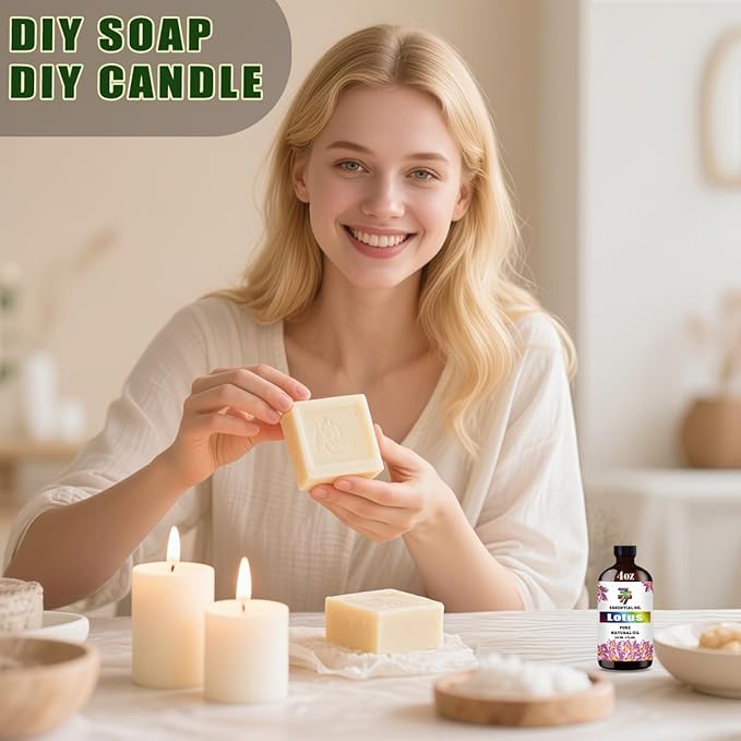 Lotus Essential Oil (4 oz/120 ml) — Lotus Oils for Aromatherapy, diffusers, humidifiers, Home fragrances, DIY Skincare, soap Making, DIY Candle, Relaxation, Yoga, and Meditation