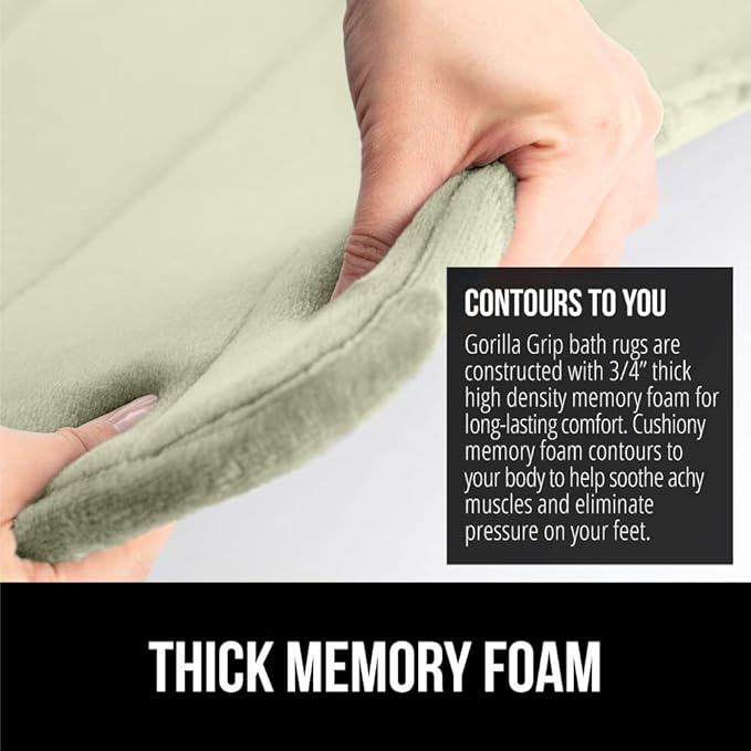 GORILLA GRIP Memory Foam Bath Mat, Soft Absorbent US Designed Bathroom Rug, Gripping Dots Machine Washable Bathmat, Cushioned Floor Mats, Shower Sink Rugs Room Décor Accessories, 36x24 Sage