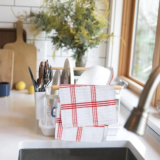 DAN RIVER Premium Dish Cloth 100% Cotton 12 X 12 Inches |Pack of 8|-Ultra Soft Tea Towels-Highly Absorbent Kitchen Rags-Terry Dishcloth for Kitchen and Household Cleaning |Red|