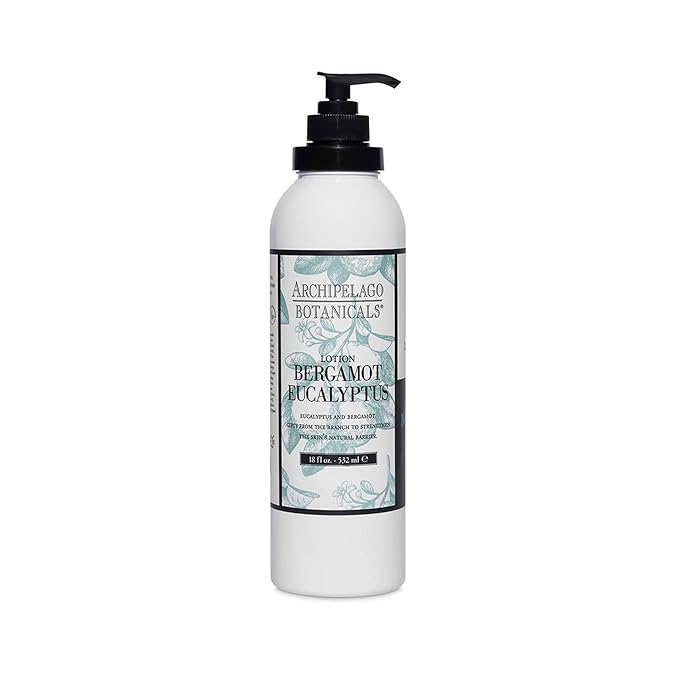 Archipelago Botanicals Bergamot Eucalyptus Lotion, Hydrating Lotion for Rejuvenated and Smooth Skin, Scented Body Lotion Made without Parabens, Phthalates and GMOs (18 oz)