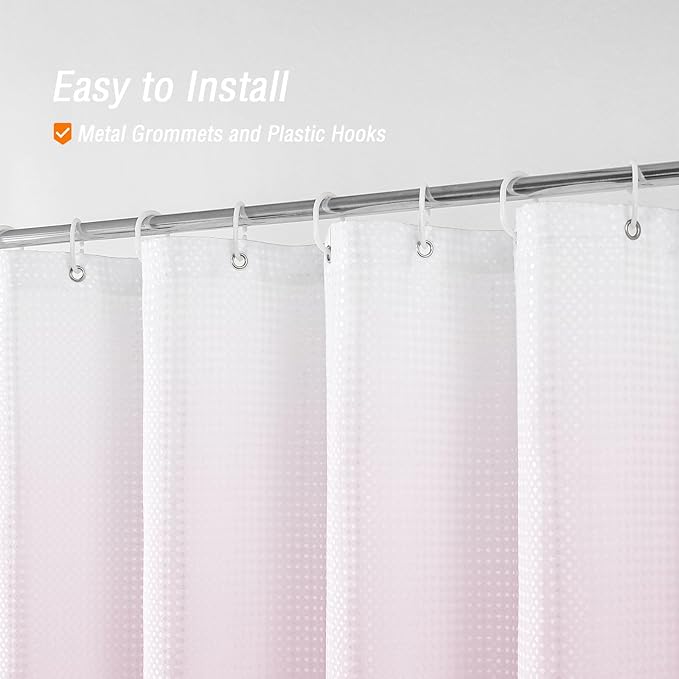 Gibelle Pink Shower Curtain, Ombre Fabric Shower Curtains for Bathroom, Waffle Weave Textured Bathroom Curtain with Hooks, Water Repellent and Machine Washable, 72 x 72