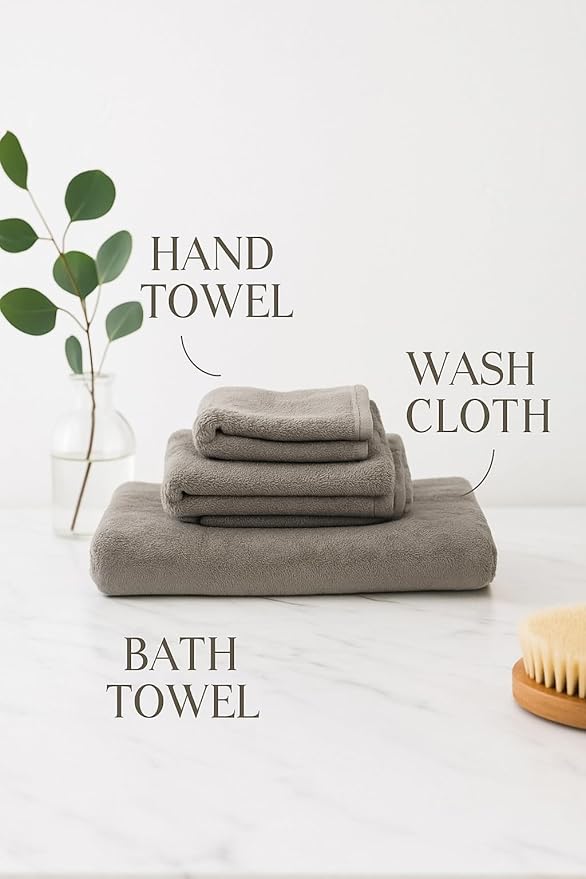 3-Piece Towel Set – 100% Cotton Bath Towel, Hand Towel & Washcloth – Soft, Absorbent & Quick Dry Towels for Bathroom or Spa