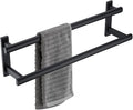 BAGNOLUX Double Towel Bar, SUS304 Towel Racks for Bathroom Wall Mounted 2-Tiers Ladder Towel Rails, Space Saving Bathroom Towel Holder Shelves Rack, Long Towel Hanger (16"-Square-Matte Black)