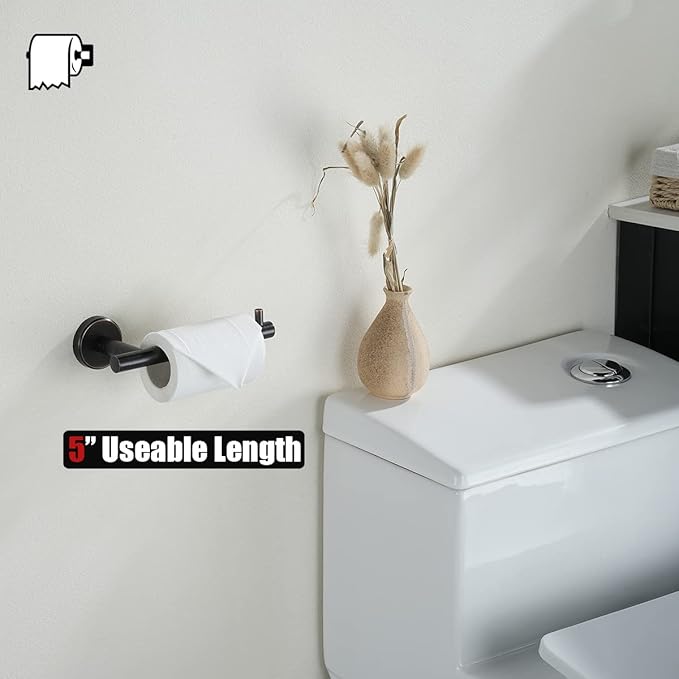 JQK Bathroom Hardware Set Oil Rubbed Bronze, 5-Piece Bath Accessories Set Wall Mount Includes 24 in Towel Bar, 9 in HT Bar, TP Holder, Towel Hook x 2, BAS105-ORB