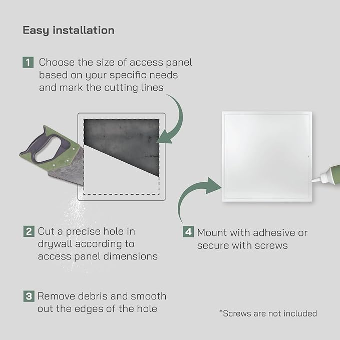 Vent Systems 24'' x 24'' Inch White Metal Access Panel with Click Function - Easy Access Doors - Access Panel for Drywall Wall Ceiling - Electrical Plumbing Service Door - Crawl Space Doors