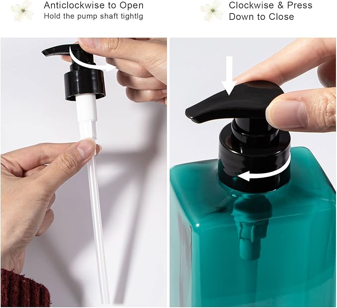 Shampoo and Conditioner Bottles Yebeauty 3pcs 17oz 500ML Shower Pump Bottles Lotion Soap Dispenser Liquid Container Plastic Soap Dispenser for Shampoo Kitchen,Bathroom Body Wash, Sea Green