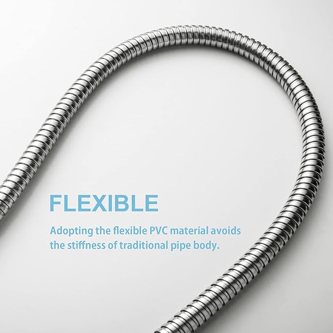 OFFO Shower Hose, 158 in Kink Free Stainless Steel Shower Hose Attachment Electroplating Handheld Shower Head Hose Flex Hoses Extension with Brass Insert & Nut for Pet Bathing Cleaning, Nickel Gray