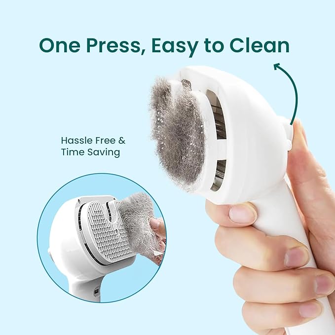 Pet Steam Brush for Dog & Cat, 3 in 1 Spray Hair Removal Comb for Shedding & Grooming, Water Brush for Long & Short Haired Pets, Includes 200ml Shampoo & USB Rechargeable Design (White-2)