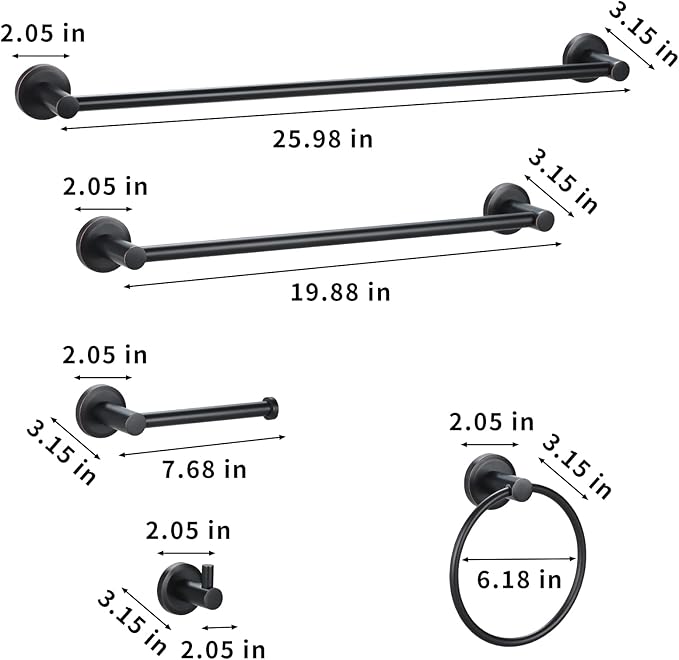 Bathroom Hardware Set Oil Rubbed Bronze Towel Bar 5 Piece for bathoom, Elegant Bathroom Accessory kit Inclusions 24 inch Wall Mounted Towel Rack 18 inch Towel Rod,Towel Ring, Hook,Toilet Paper Holder