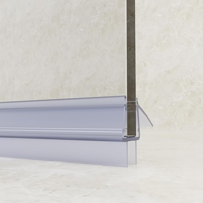 Frameless Shower Door Bottom Seal, 36" Long Shower Door Sweep for 5/16" (8mm) Glass, Clear Vinyl with Drip Rail – Prevent Leaks & Create a Waterproof Barrier