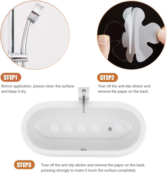Original Bathtub Stickers Non-Slip, Safety Shower Treads Adhesive Appliques with Premium Scraper
