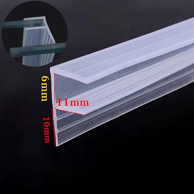 Frameless Soft Shower Door Sweep Seal Drip Rail, Glass Shower Silicone Door Seal Strip,Weatherproof Silicone Seal Fit for Glass (F Type, 6mm (1/4"))