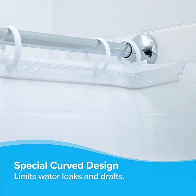 SlipX Solutions No Mess Splash Guard for Shower & Bathtub Curtain Liners | Bath Accessories to Keep Water Where It Belongs for Non-Slip Bathroom Floor | Adhesive Free, Easy to Attach | 2 Per Pack