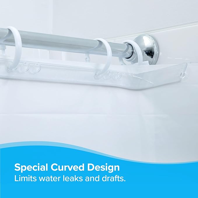 SlipX Solutions No Mess Splash Guard for Shower & Bathtub Curtain Liners | Bath Accessories to Keep Water Where It Belongs for A Non-Slip Bathroom Floor | Adhesive Free, Easy to Attach | 2 Per Pack