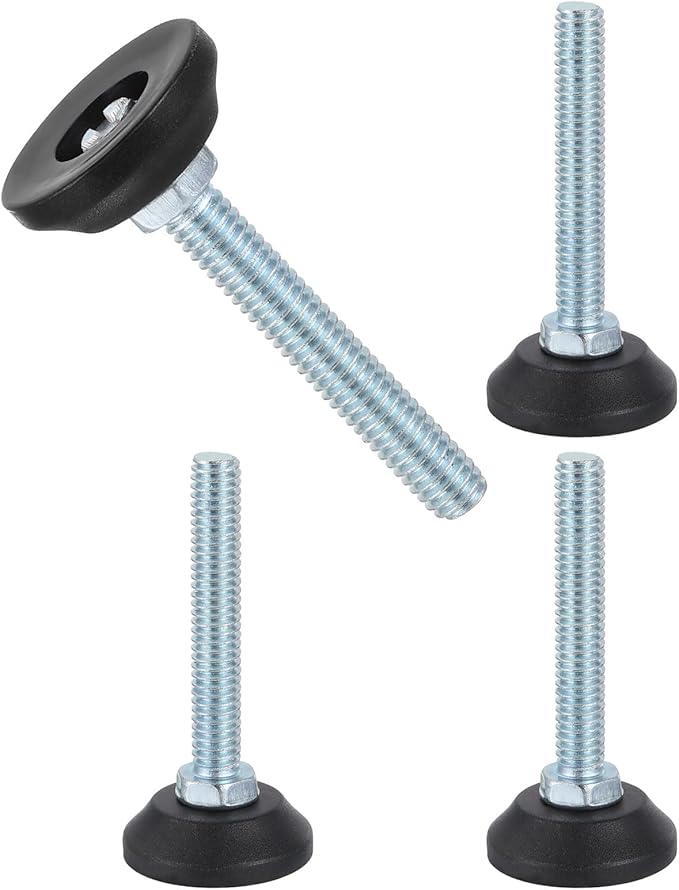 uxcell 5/16"-18 Thread Furniture Feet Levelers, 4Pcs 50mm l Adjustable Furniture Feet Screw in Threaded Leveling Leg Screw on Chair Foot Glides Leveling for Table Chair Cabinet Black